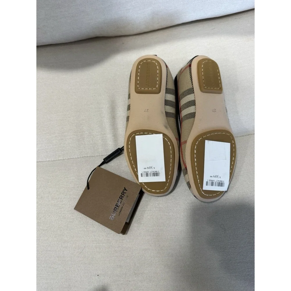 Burberry Girls' Mini Grace Vintage Check Ballet Flats Size‎ 27 US 9.5 NEW